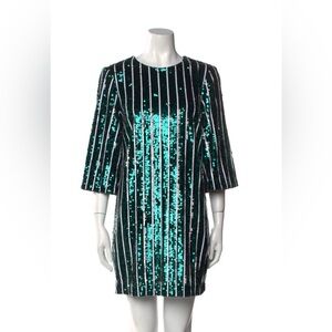 Badgley Mischka Green Stripe Sequin Sheath US 16